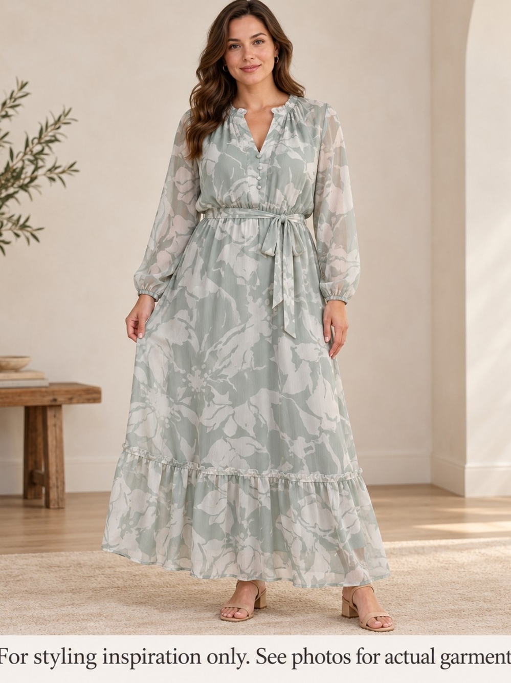 Harlow & Rose- Large-Long Sleeve Maxi Dress